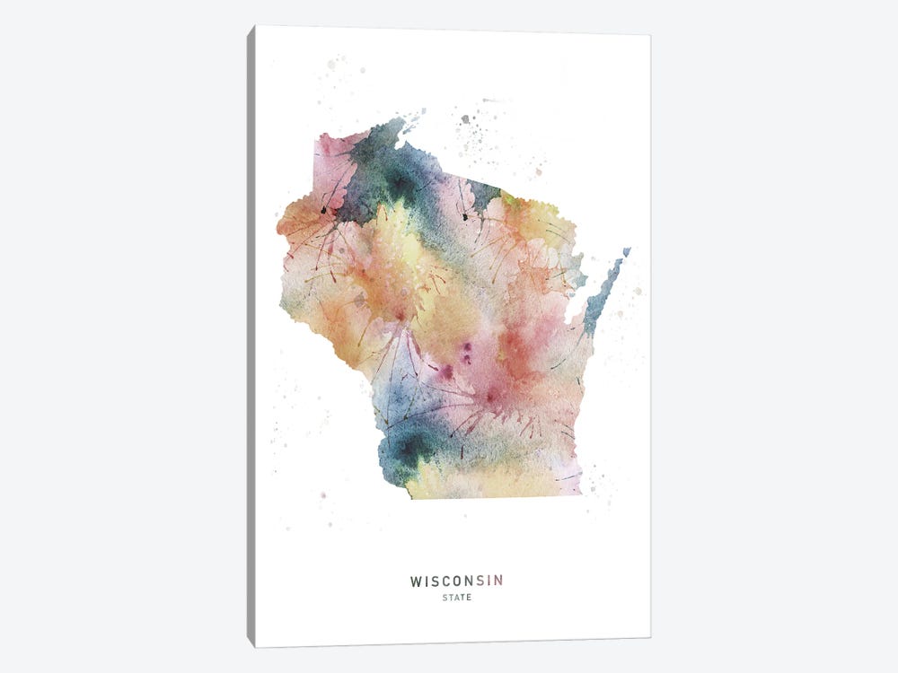 Wisconsin State Watercolor by WallDecorAddict 1-piece Art Print