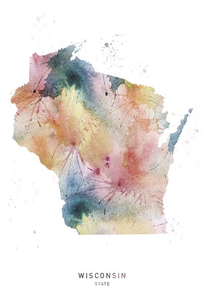 Wisconsin: Wisconsin State Watercolor by WallDecorAddict