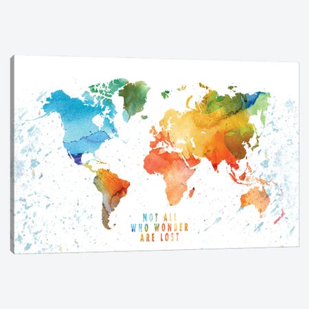 Wonder World Colorfulmap Canvas Print #WDA523} by WallDecorAddict Canvas Art