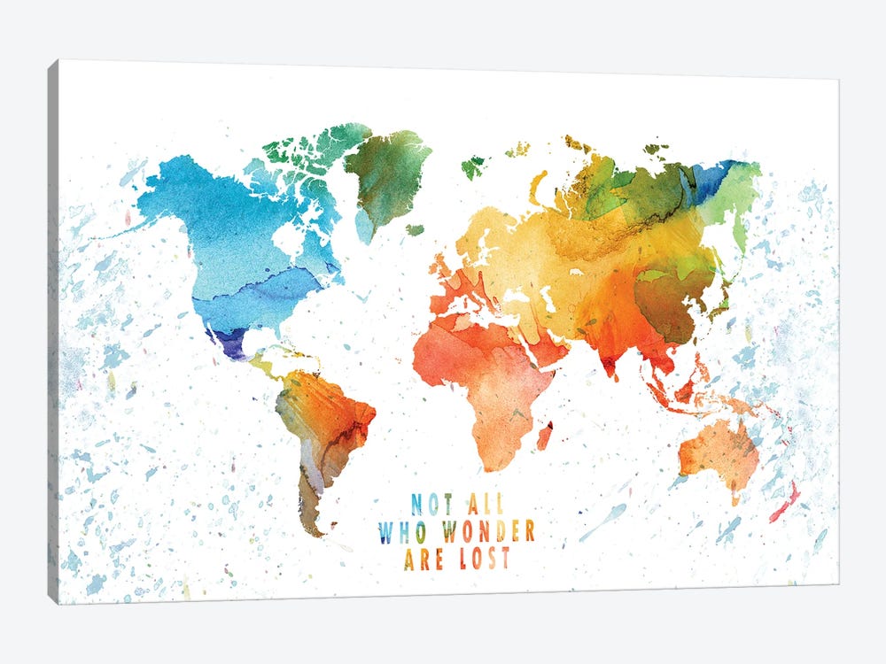 Wonder World Colorfulmap by WallDecorAddict 1-piece Canvas Wall Art