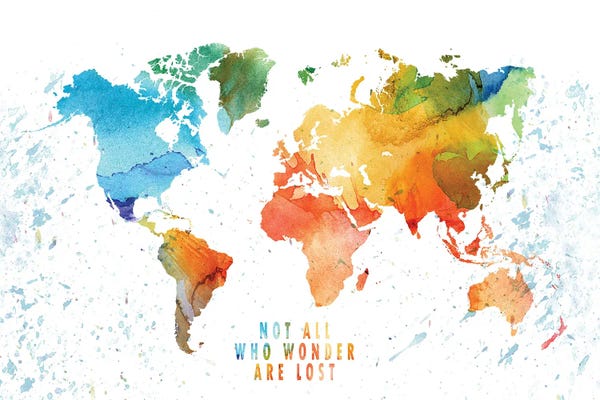 Globes: Wonder World Colorfulmap by WallDecorAddict