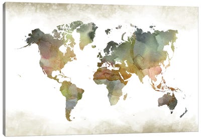 World Greenishmap Canvas Art Print - World Map Art