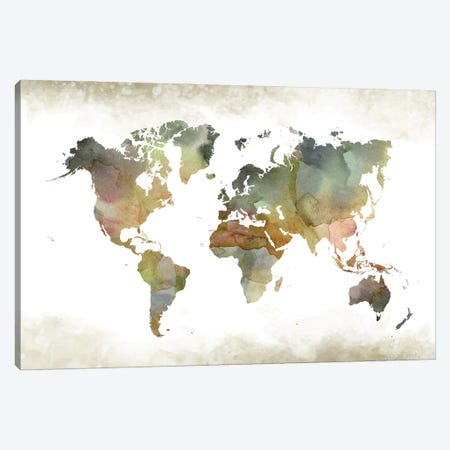 World Greenishmap Canvas Print #WDA524} by WallDecorAddict Canvas Art Print