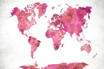 World Map Pink by WallDecorAddict multi panel art