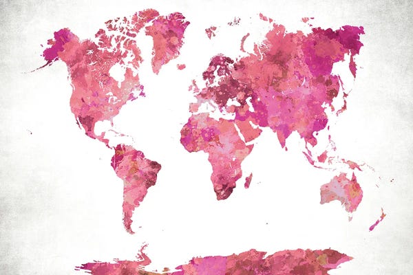 Globes: World Map Pink by WallDecorAddict