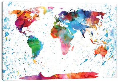World Map Colorful Canvas Art Print - World Map Art