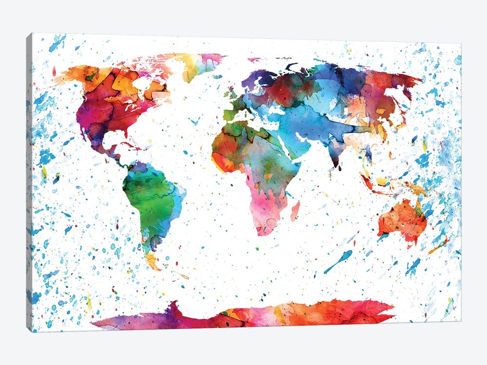 World Map Colorful by WallDecorAddict 1-piece Canvas Art