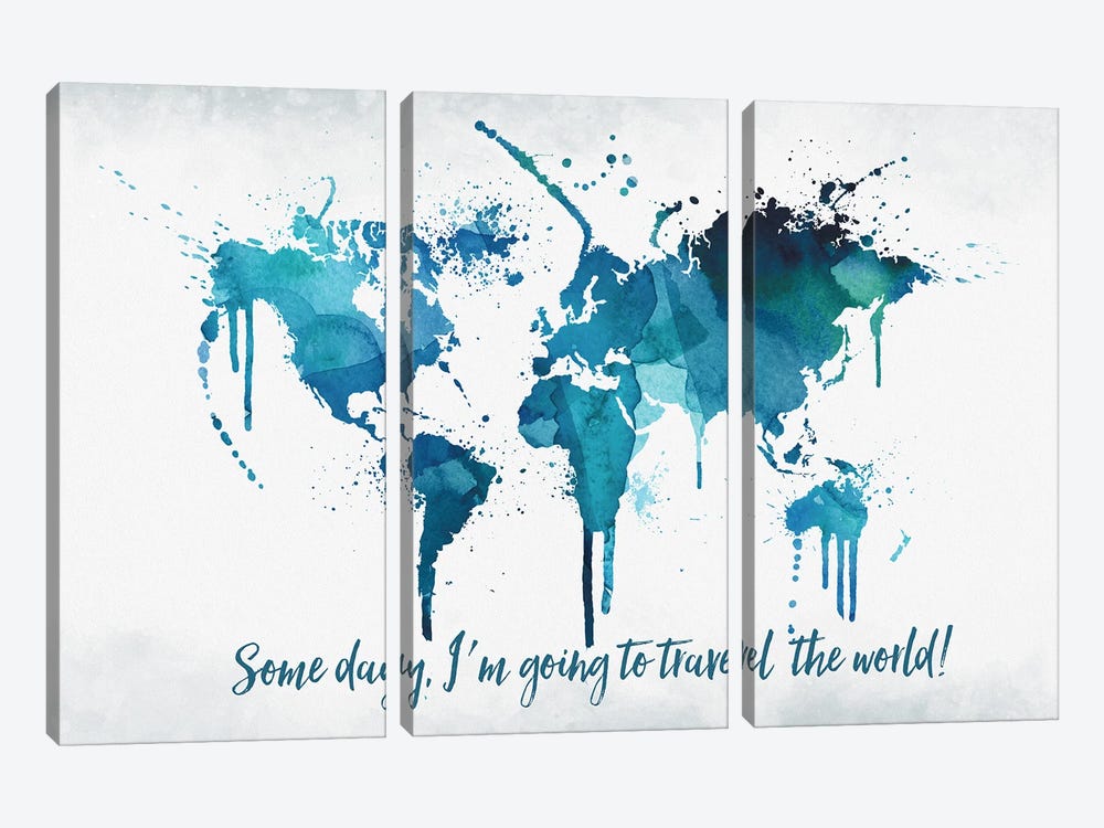 World Map Travel The World by WallDecorAddict 3-piece Canvas Print