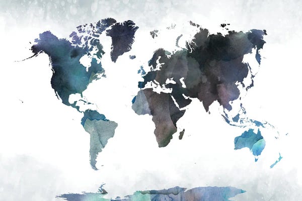 Globes: Bluish World Map by WallDecorAddict