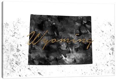 Wyoming Black And White Gold Canvas Art Print - WallDecorAddict