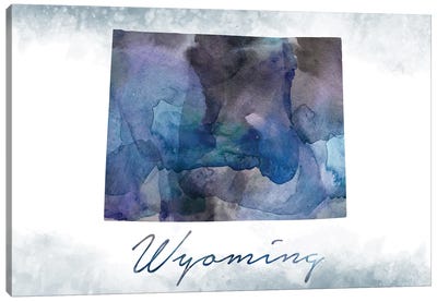 Wyoming State Bluish Canvas Art Print - Wyoming Art