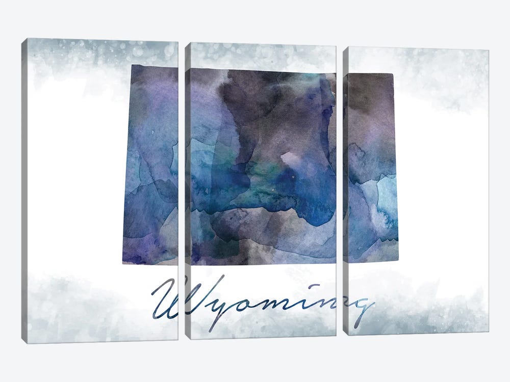 Wyoming State Bluish by WallDecorAddict 3-piece Art Print