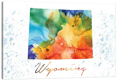 Wyoming State Colorful Canvas Art Print - Wyoming Art