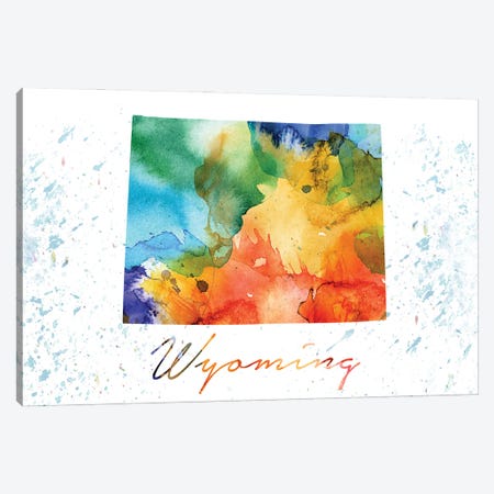 Wyoming State Colorful Canvas Print #WDA532} by WallDecorAddict Art Print