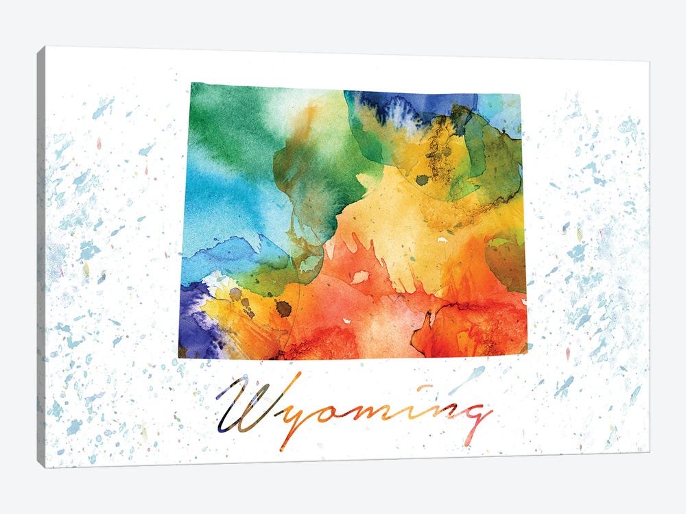Wyoming State Colorful by WallDecorAddict 1-piece Canvas Artwork