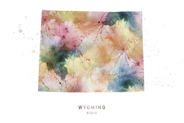 Wyoming: Wyoming Watercolor State Map by WallDecorAddict