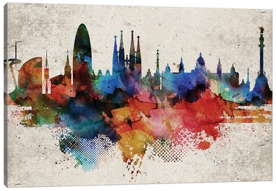 Barcelona Abstract Canvas Art Print - WallDecorAddict