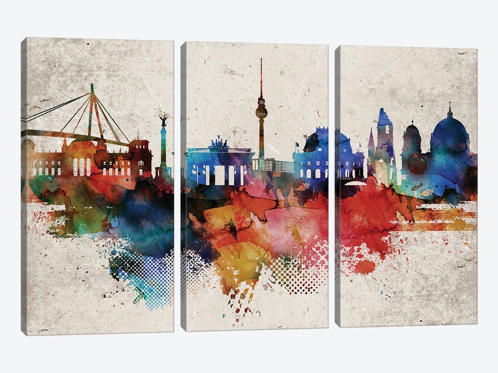 Berlin Colorful by WallDecorAddict 3-piece Canvas Print