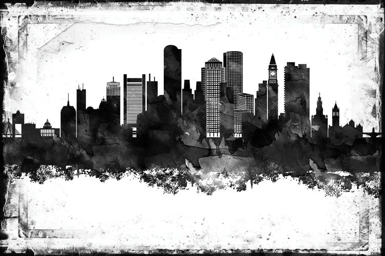 Boston Black And White Framed Skylines