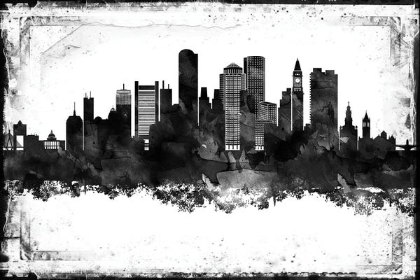 Boston Black And White Framed Skylines