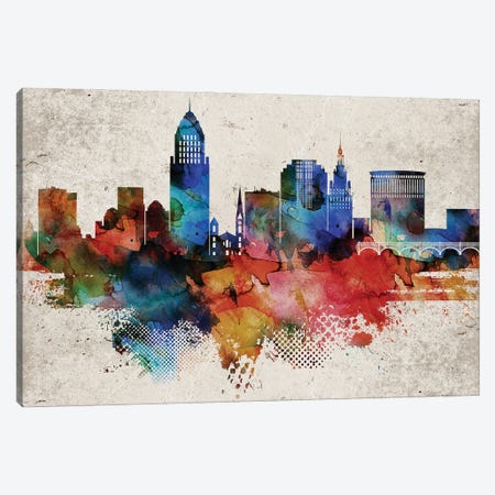 Cleveland Abstract Canvas Print #WDA555} by WallDecorAddict Canvas Wall Art