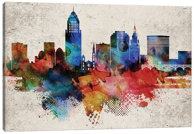 Cleveland Abstract Canvas Art Print - WallDecorAddict