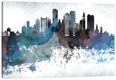 Boston Bluishl Skylines Canvas Art Print - WallDecorAddict