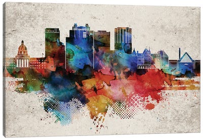 Edmonton Abstract Skyline Canvas Art Print