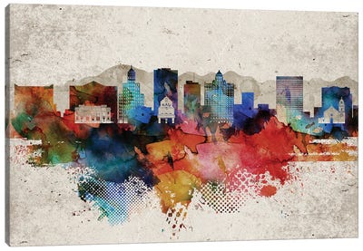 El Paso Abstract Skyline Canvas Art Print - Texas Art