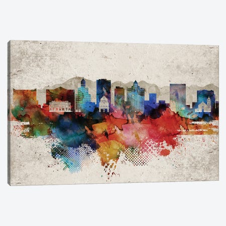El Paso Abstract Skyline Canvas Print #WDA566} by WallDecorAddict Canvas Art Print