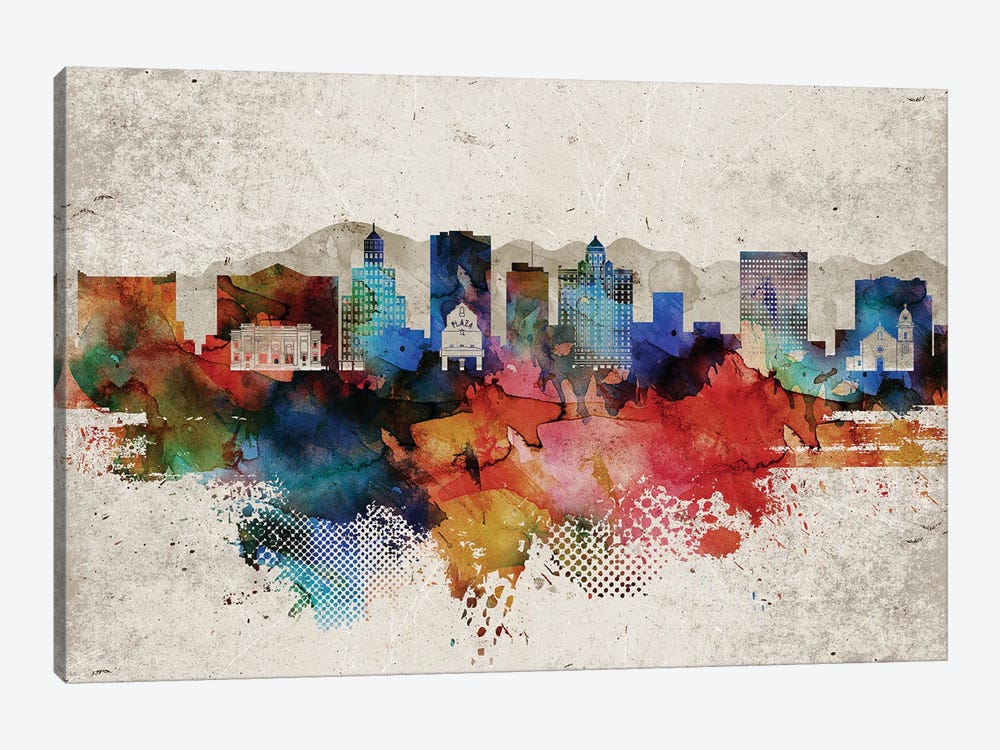 El Paso Abstract Skyline by WallDecorAddict 1-piece Canvas Art Print