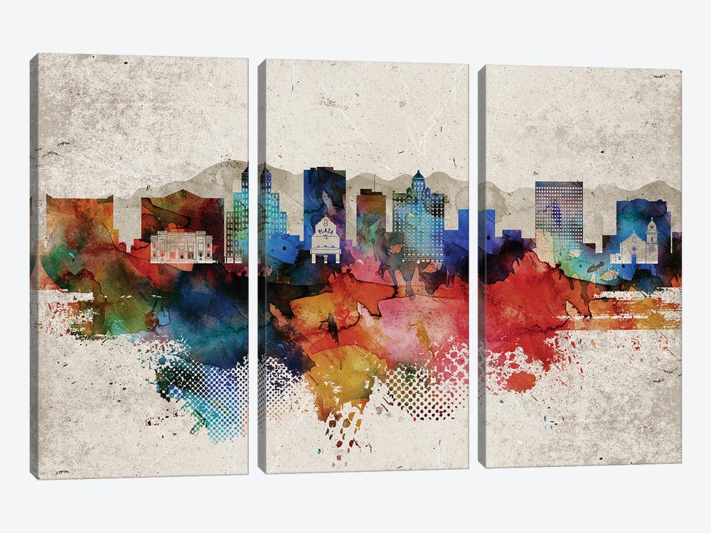 El Paso Abstract Skyline by WallDecorAddict 3-piece Canvas Print