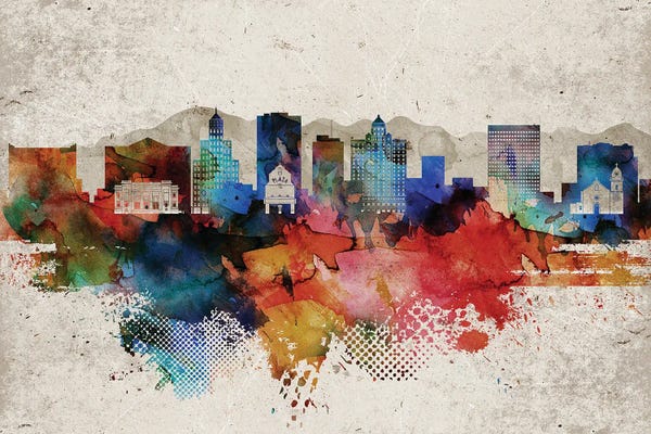 El Paso: El Paso Abstract Skyline by WallDecorAddict