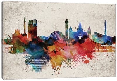 Glasgow Abstract Skyline Canvas Art Print - Scotland Art