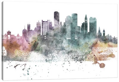 Boston Pastel Skylines Canvas Art Print - Boston Skylines