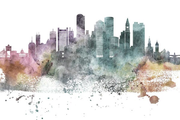 Massachusetts: Boston Pastel Skylines by WallDecorAddict