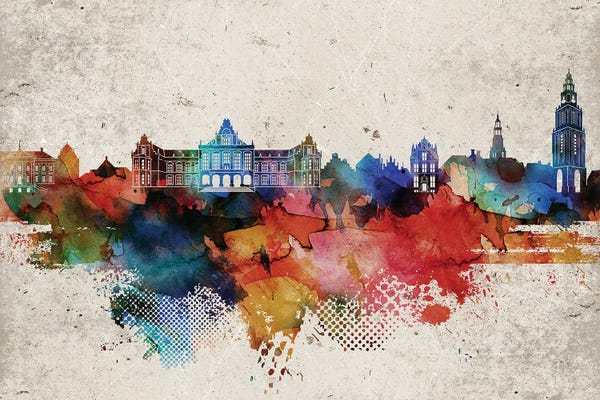 Netherlands: Groningen Abstract Skyline by WallDecorAddict