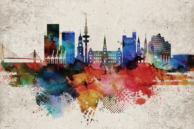 Hamburg Abstract Skyline by WallDecorAddict metal wall art