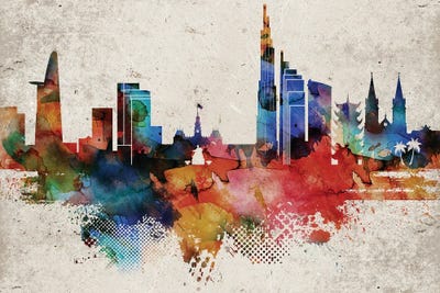 Ho Chi Minh Skyline by WallDecorAddict framed canvas print