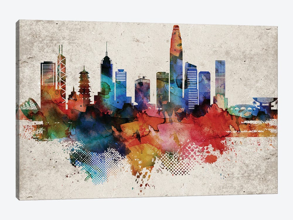Hong Kong Skyline by WallDecorAddict 1-piece Canvas Print