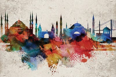 Istanbul Skyline by WallDecorAddict art print