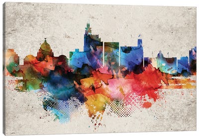Jackson Mi Abstract Skyline Canvas Art Print - Mississippi Art