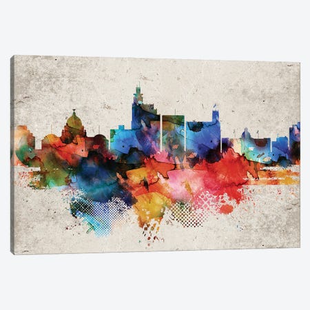 Jackson Mi Abstract Skyline Canvas Print #WDA577} by WallDecorAddict Canvas Art