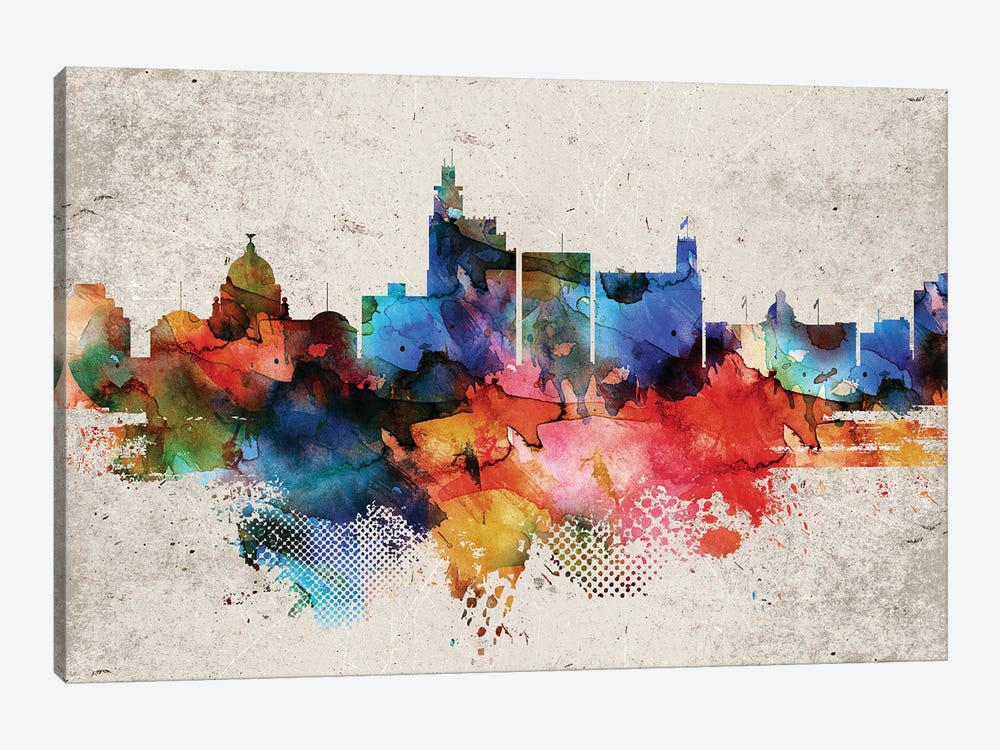 Jackson Mi Abstract Skyline by WallDecorAddict 1-piece Canvas Art Print