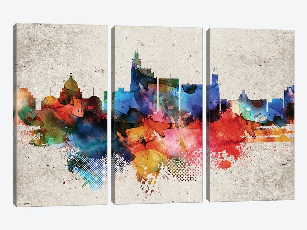 Jackson Mi Abstract Skyline by WallDecorAddict 3-piece Canvas Print