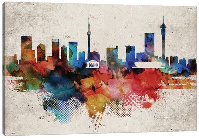 Johannesburg Abstract Skyline Canvas Art Print - South Africa