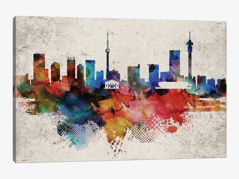 Johannesburg Abstract Skyline by WallDecorAddict 1-piece Canvas Art