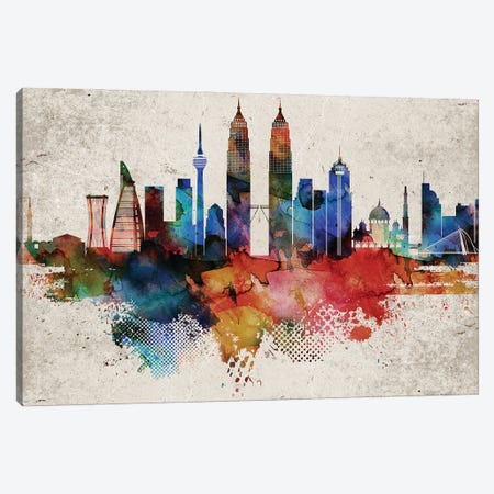 Kuala Lumpur Abstract Skyline Canvas Print #WDA579} by WallDecorAddict Canvas Art Print