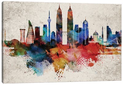 Kuala Lumpur Abstract Skyline Canvas Art Print - Malaysia Art