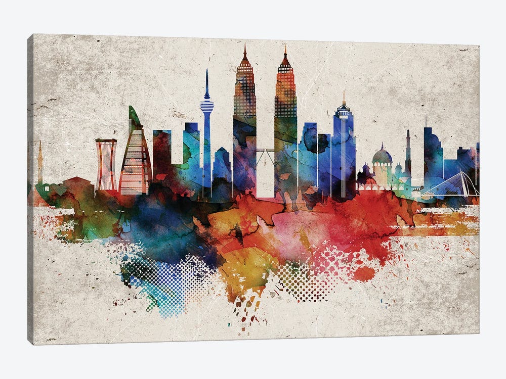 Kuala Lumpur Abstract Skyline by WallDecorAddict 1-piece Art Print